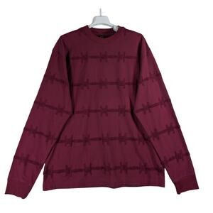 Brain Dead Burgundy Barbed Wire Burnout Long Sleeve Shirt Men’s Size Medium M